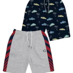 HELLCAT Kids Grey & Navy Printed Shorts (Pack Of 2)-image-15
