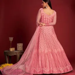Atsevam Pink Embroidered Semi-Stitched Lehenga Choli Set With Dupatta image 2