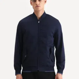 Rare Rabbit Bom Navy Blue Polyester Blend Ribbed Collar Regular Fit Plain Jacket-picture-43