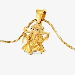joyalukkas Lord Ganesh Golden Locket image 3