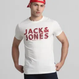 Jack & Jones Star White Cotton Slim Fit Printed T-Shirt-picture-10