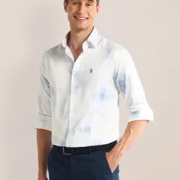 U.S. Polo Assn. Off White Regular Fit Printed Cotton Shirt-picture-17
