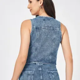 SF Jeans by Pantaloons Blue Solid Denim Jacket image 2