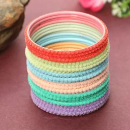 Aatmana Solid Multicolored Handcrafted Bangles - Set of 24-picture-48