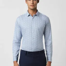 van heusen V Dot Blue Cotton Slim Fit Printed Shirt-picture-16