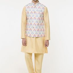 Arihant Rai Sinha Pure Silk Woven Design Mandarin Collar Nehru Jacket-picture-47