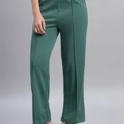 DIZON Women Striped Original Straight Fit Easy Wash Trousers-picture-15