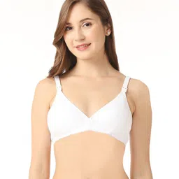 Bella Mama Cotton Elastane Knit Maternity Non Wired Nursing Bra - White-picture-22