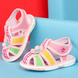 Cute Walk by Babyhug Velcro Closure Sandals With Floral Applique - Pink-picture-17