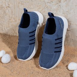 Toothless Mesh Designed Slip On Sneakers - Blue-picture-12