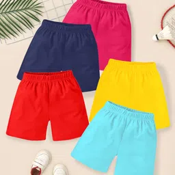 KUCHIPOO Pack of 5 Unicorn & Text Printed Shorts - Multi Colour image 3