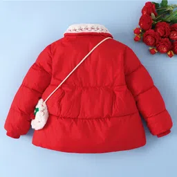 Mark & Mia Full Sleeves Padded Jacket With Cherry Applique & Sling Bag - Red image 2