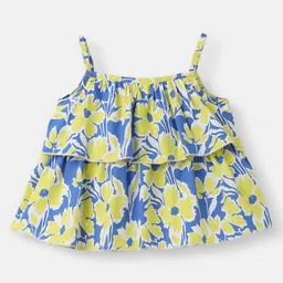 Nautinati Cotton Knit Sleeveless Floral Printed Top - Blue image 3