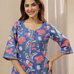 Libas Women Floral Printed Regular Kurta with Salwar & With Dupatta image 4
