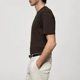 MANGO MAN Drop-Shoulder Sleeves Pure Cotton T-shirt image 3