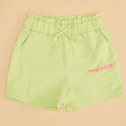 Pantaloons Baby Vacay Mode Text Embroidered Shorts - Neon Green image 4