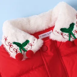 Mark & Mia Full Sleeves Padded Jacket With Cherry Applique & Sling Bag - Red image 3