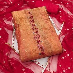 MANVAA Embellished Unstitched Dress Material image 3