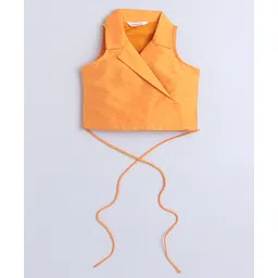 Taffykids Sleeveless Solid Blazer Crop Top - Yellow image 5