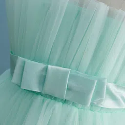 Mark & Mia Woven Sleeveless Party Dress with Bow & Frill Detailing - Light Mint Green image 5