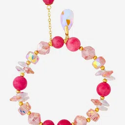 Kushal's Fashion Jewellery Women Gold-Plated Zircon Studded & Beaded Elasticated Bracelet image 2
