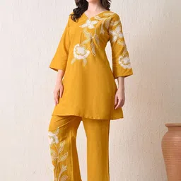 HARIKS Embroidered Pure Cotton Tunic & Trousers Co-Ords image 2