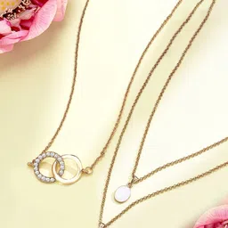 AMI Set of 2 Gold-Plated Layered Contemporay  Chain image 1