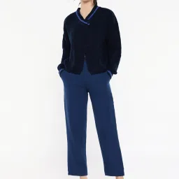 RAREISM Navy Acrylic Solid Long Sleeves Shrug image 5