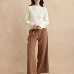 RAREISM Off White Acrylic Self Design Long Sleeves Sweater image 5