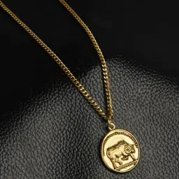 The Bro Code Antique Gold Plated Bull Charm Pendant Necklace For Men-picture-22