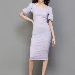 Ginger by Lifestyle Lilac Printed Bodycon Dress-picture-19