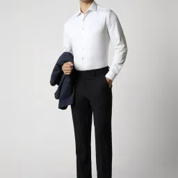 Van Heusen Black Slim Fit Texture Trousers image 5