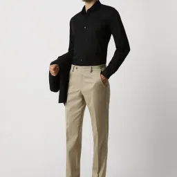 Van Heusen Khaki Slim Fit Texture Trousers image 5