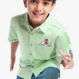 Bonkids Boys Standard Spread Collar Cotton Casual Shirt-picture-31