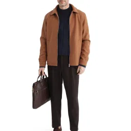 Rare Rabbit Brown Relaxed Fit Solid Jacket image 5