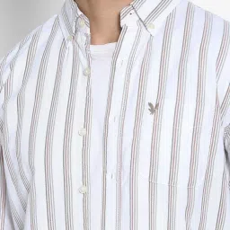 american eagle outfitters American Eagle Blue Cotton Slim Fit Striped Shirt image 5