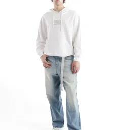 Rare Rabbit Off White Boxy Fit Solid Sweatshirt image 5