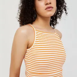 Ginger by Lifestyle White & Orange Striped Bodycon Dress image 5