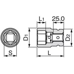 TONE Impact Socket Electroless Nickel Plating 19.0mm, 6NV-38 image 3
