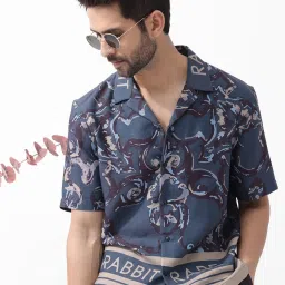 Rare Rabbit Navy Boxy Fit Abstract Shirt image 5