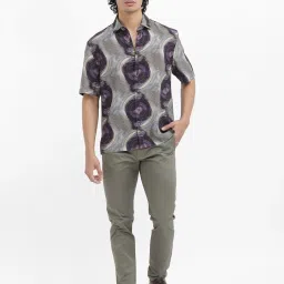 Rare Rabbit Olive Boxy Fit Abstract Shirt image 5