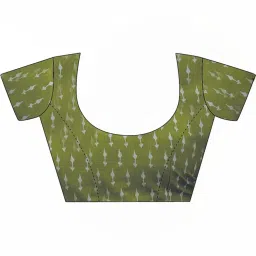 Satrani Purple & Green Cotton Ikkat Print Saree With Unstitched Blouse image 5