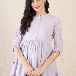 Anouk Rustic Striped Mandarin Collar Cotton Top-picture-16