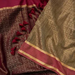 Suta Maroon Woven Saree image 5