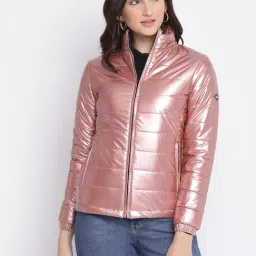 Spykar Peach Mock Collar Puffer Jacket-picture-44