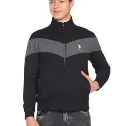 U.S. Polo Assn. Black Cotton Regular Fit Colour Block Sweatshirt-image-54