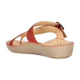 Scholl by Bata Women's LILY TR Red Toe Ring Wedges image 5