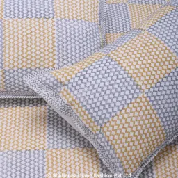 Shahenaz Yellow & Grey 120 TC Cotton Parvati Double Bedsheet with 2 Pillow Covers image 5