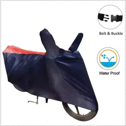 Auto Pearl Polyester Waterproof Two Wheeler Cover for Hero Passion Pro (Red Blue) image 4