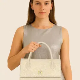 Esbeda White Gold Animal Effect Medium Satchel-image-35
